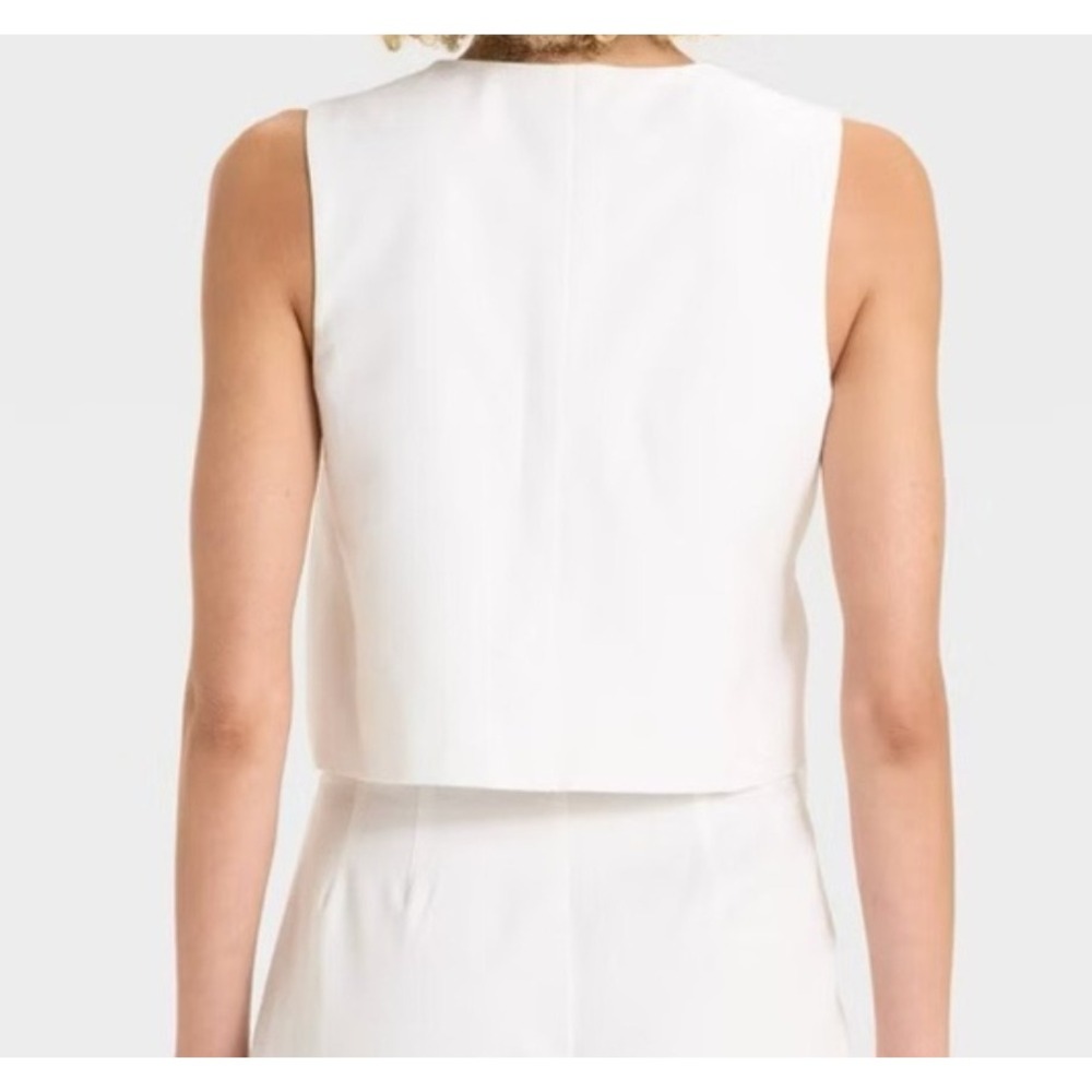 Future Collection Womens White Sleeveless Linen Wrap Vest Top Size M Casual New - Picture 2 of 3